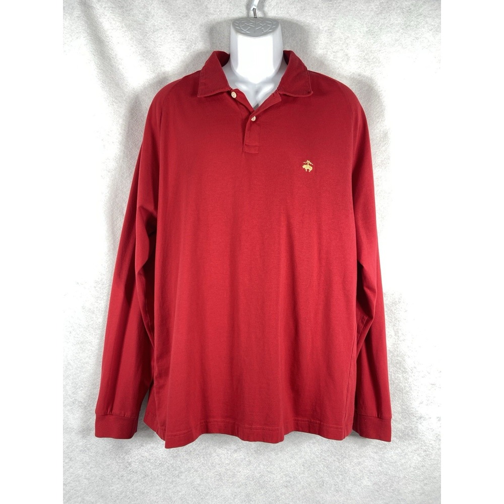 Brooks Brothers 346 Polo Shirt Mens XL Red Long Sleeve Lightweight Cotton